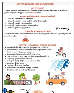 KUVVETİN CİSİMLER ÜZERİNDEKİ ETKİLERİ DEFTER ÖZETİ