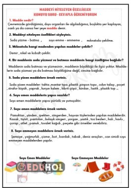MADDEYİ NİTELEYEN ÖZELLİKLER KONUSU SORULARLA KONUYU ÖĞRENİYORUM