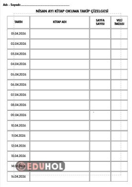 NİSAN AYI KİTAP OKUMA FORMU