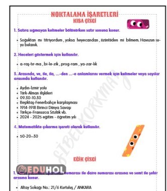 NOKTALAMA İŞARETLERİ - KISA ÇİZGİ VE EĞİK ÇİZGİ DEFTERE YAPIŞTIRMA