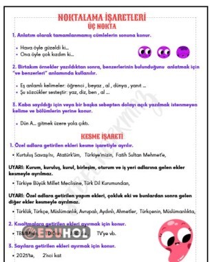 NOKTALAMA İŞARETLERİ - ÜÇ NOKTA - KESME İŞARETİ DEFTERE YAPIŞTIRMA