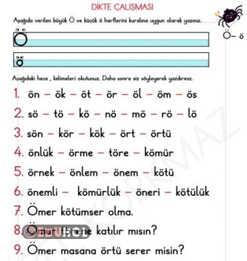 Ö SESİ DİKTESİ - GÖRSEL EŞLEŞTİRME