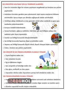 SES KİRLİLİĞİNİ AZALTMAK İÇİN YAPILMASI GEREKENLER  DEFTERE YAPIŞTIRMA