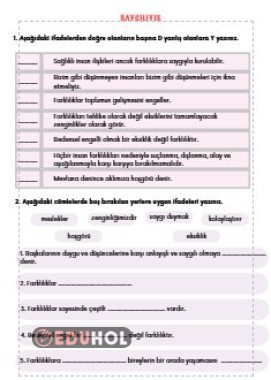 SOSYAL BİLGİLER - SAYGILIYIZ ETKİNLİĞİ