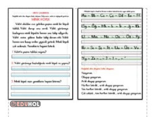 TÜM HARFLERLE DİKTE ÇAL. - OKUMA ANLAMA SORU CEVAP- HARFLERİN DOĞRU YAZIMI - HIZLI OKUMA METNİ