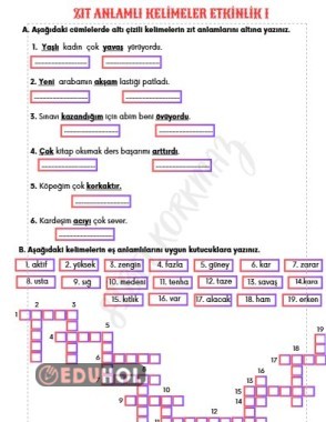 ZIT ANLAMLI KELİMELER ETKİNLİK 2