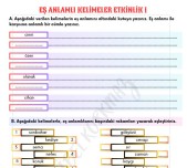 EŞ ANLAMLI KELİMELER ETKİNLİK 3