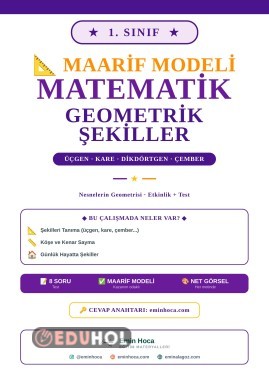 1. Sınıf Matematik Geometrik Şekiller Etkinlik + Test PDF — Üçgen Kare Dikdörtgen Çember
