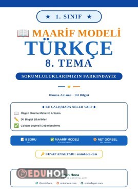 1. Sınıf Türkçe 8. Tema | Okuma Anlama + Dil Bilgisi + Test  — Cevap Anahtarı eminhoca.com'da