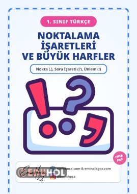 1. SINIF TÜRKÇE NOKTALAMA İŞARETLERİ KONU ANLATIMI VE YAZIM KURALLARI PDF İNDİR