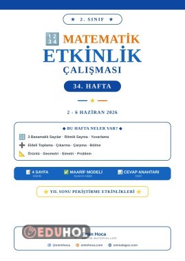 2. Sınıf Matematik 34. Hafta Etkinlikleri | Yıl Sonu Pekiştirme PDF (Maarif Modeli, Cevap Anahtarlı)