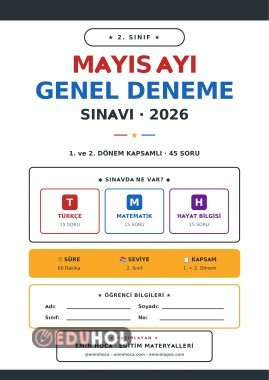 2. Sınıf Mayıs Ayı Genel Deneme Sınavı (Cevap Anahtarlı) — 2026