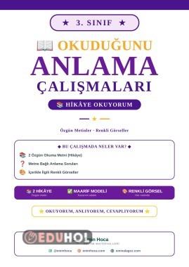 3. Sınıf Okuduğunu Anlama Çalışmaları | Özgün Metinler ve Renkli Görseller PDF (Maarif Modeli)