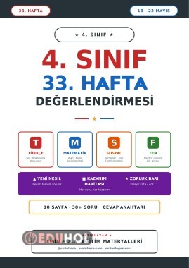 🎯 4. Sınıf 33. Hafta Haftalık Değerlendirme | Türkçe-Matematik-Sosyal-Fen | Yeni Nesil Sorular