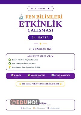 4. Sınıf Fen Bilimleri 34. Hafta Etkinlikleri | İnsan ve Çevre · Aydınlatma ve Ses PDF
