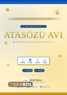 Atasözü Avı Sınıf İçi Oyun PDF indir | 3-4. Sınıf Türkçe Etkinlik