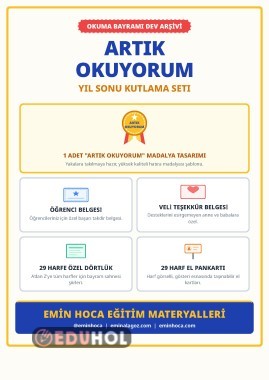 OKUMA BAYRAMI SETİ MADALYA, BELGELER, PANKART VE 29 HARF DÖRTLÜKLERİ PDF İNDİR