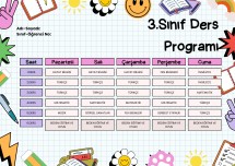 3.sınıf haftalık ders programı