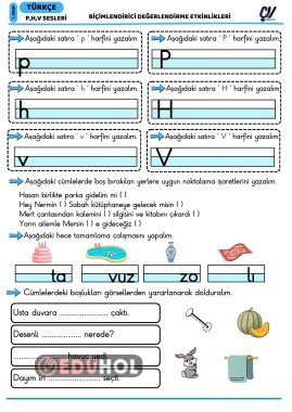 1. SINIF SÜREÇ DEĞERLENDİRME 5. GRUP HARFLER