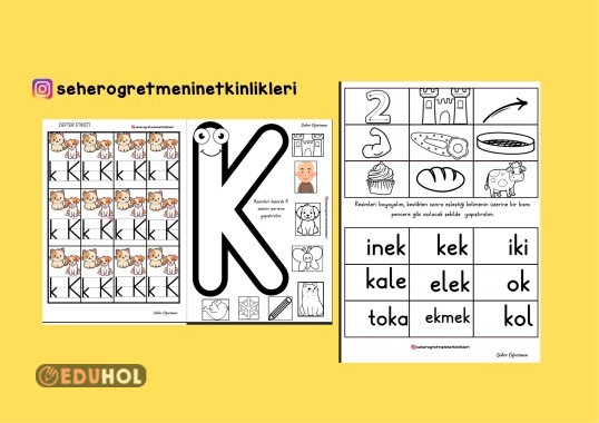 K SESİ DEFTER ETİKETİ-2 ADET PEKİŞTİRME ETKİNLİĞİ