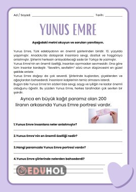 Yunus Emre okuma anlama metni