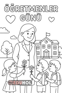 Öğretmenler Günü boyama sayfası 2. sınıf