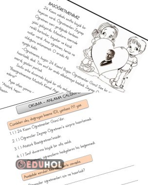 Öğretmenler Günü Eğlenceli Okuma Anlama