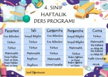 4. Sınıf Haftalık Ders Programı