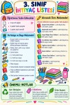 3.Sınıf İhtiyaç Listesi