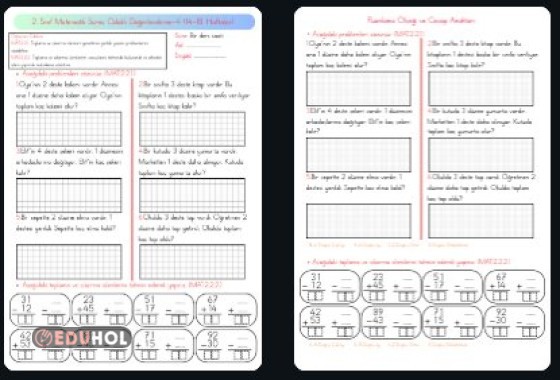2. Sınıf Matematik Süreç Odaklı Değerlendirme-4 (14-18. Haftalar)