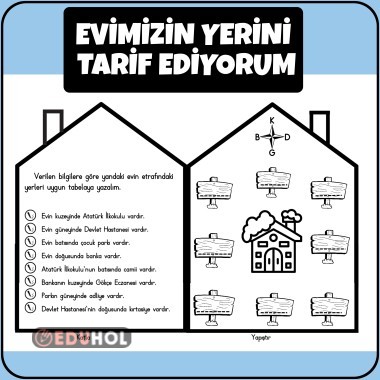 EVİMİZİN YERİNİ TARİF EDİYORUM (DEFTER ÇALIŞMASI)