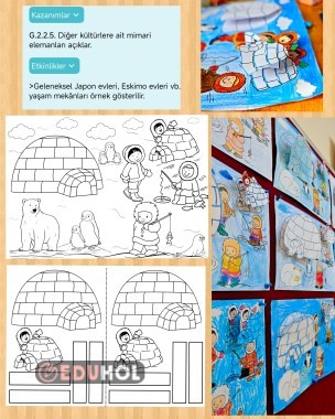 Üç boyutlu Eskimo evleri (Haftanın kazanımına uygun)