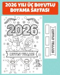 2026 YILI ÜÇ BOYUTLU BOYAMA SAYFASI