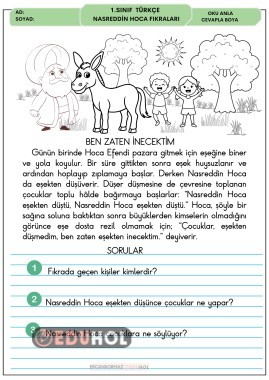 1. ve 2. sınıf oku anla boya nasrettin hoca metni