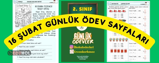 2. SINIF 16 ŞUBAT GÜNLÜK ÖDEVLERİM