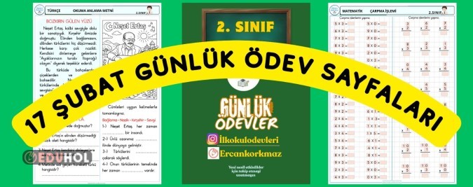 2. SINIF 17 SUBAT GÜNLÜK ÖDEVLERİ