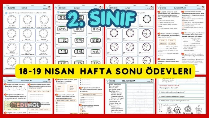 2. Sınıf 18-19 Nisan Hafta sonu ödev çalışmalarım-6 sayfadan oluşuyor.