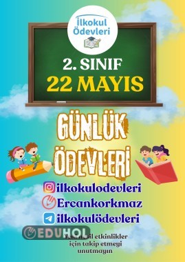 2. SINIF 22 MAYIS GÜNLÜK ÖDEVLERİMİZ 4 SAYFA