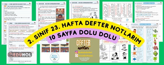 2. SINIF 23. HAFTA DEFTER NOTLARIM-10 SAYFA DOLU DOLU