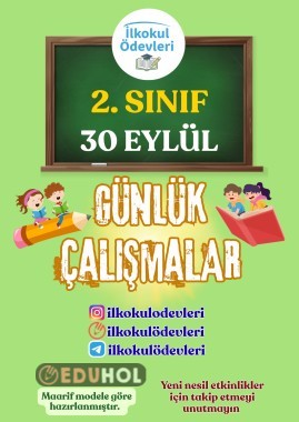 2. SINIF 30 EYLÜL GÜNLÜK ÖDEVLER - 4 SAYFA