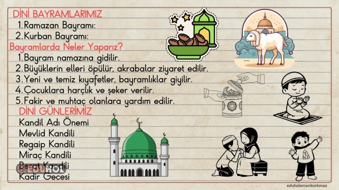 2. SINIF HAYAT BİLGİSİ- DİNİ BAYRAMLAR VE GÜNLER AKILLI TAHTA NOTU