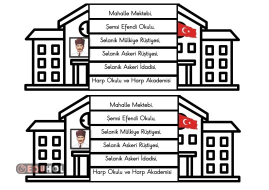 2. SINIF HAYAT BİLGİSİ ATATÜRK'ÜN OKUDUĞU OKULLAR DEFTER ETKİNLİĞİ