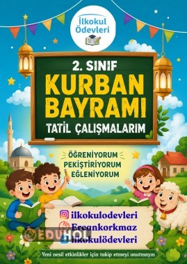 2. SINIF KURBAN BAYRAMI TATİL KİTAPÇIĞIM 10 SAYFA- ÇOK EMEK VERİLMİŞTİR.