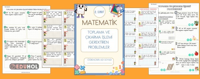 2. SINIF MATEMATİK TOPLAMA VE ÇIKARMA 5 SAYFALIK PROBLEMLER KİTAPÇIĞI