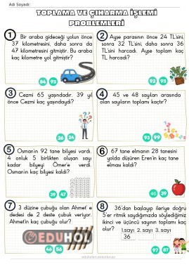 2. SINIF TOPLAMA VE ÇIKARMA KARIŞIK PROBLEMLER