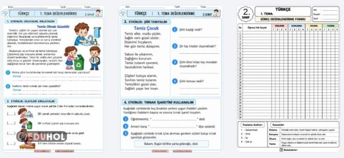 2. SINIF TÜRKÇE 1. TEMA DEĞERLENDİRMESİ ÖLÇEKLER İLE