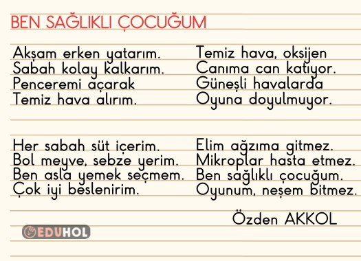 2. SINIF TÜRKÇE DERS KİTABI BEN SAĞLIKLI ÇOCUĞUM ŞİİRİ AKILLI TAHTA