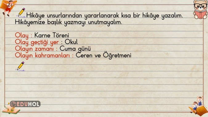 2. sınıf Türkçe dersi hikaye yazma akıllı tahta çalışması