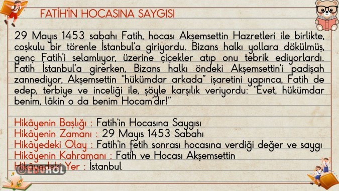 2. sınıf Türkçe dersi hikayenin unsurları örnek olay akıllı tahta