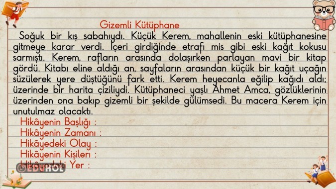 2. SINIF TÜRKÇE HİKAYENİN UNSURLARI AKILLI TAHTA ETKİNLİĞİ